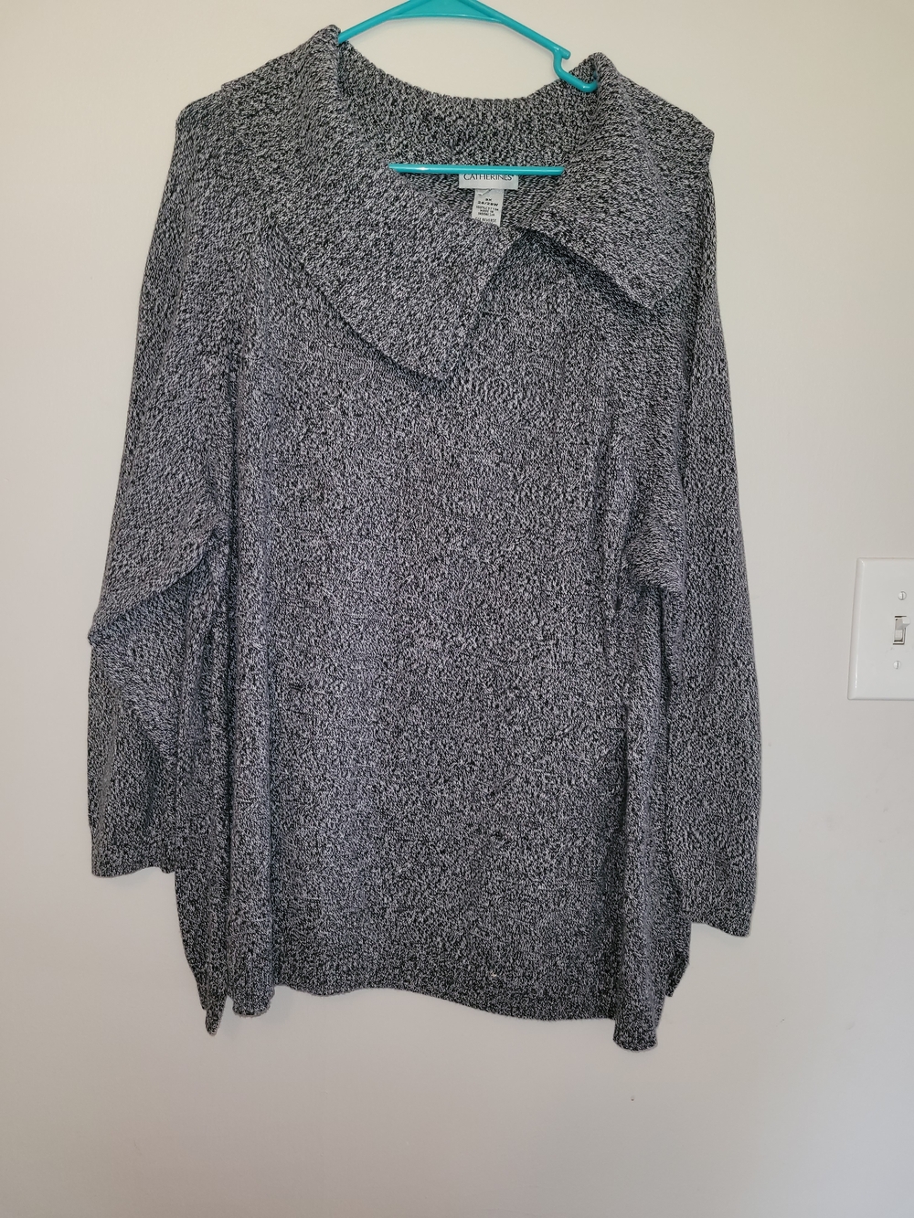 Catherines Heathered Gray Cowl Neck Sweater